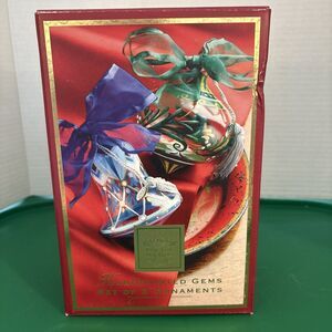 Set of 2 Lenox Handpainted Gems Ornaments Green & Blue Glass Christmas